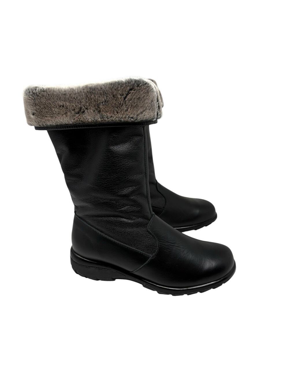Toe Warmers Canada Shelter Black Leather Faux Fur Insulated Winter Boots US 11